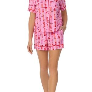 Room Service Pink Women's Boot Pattern Pajama Set - Size M NWT